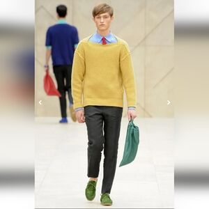 Burberry Prorsum Vibrant Green Leather Drawstring Duffel Seen On Runway